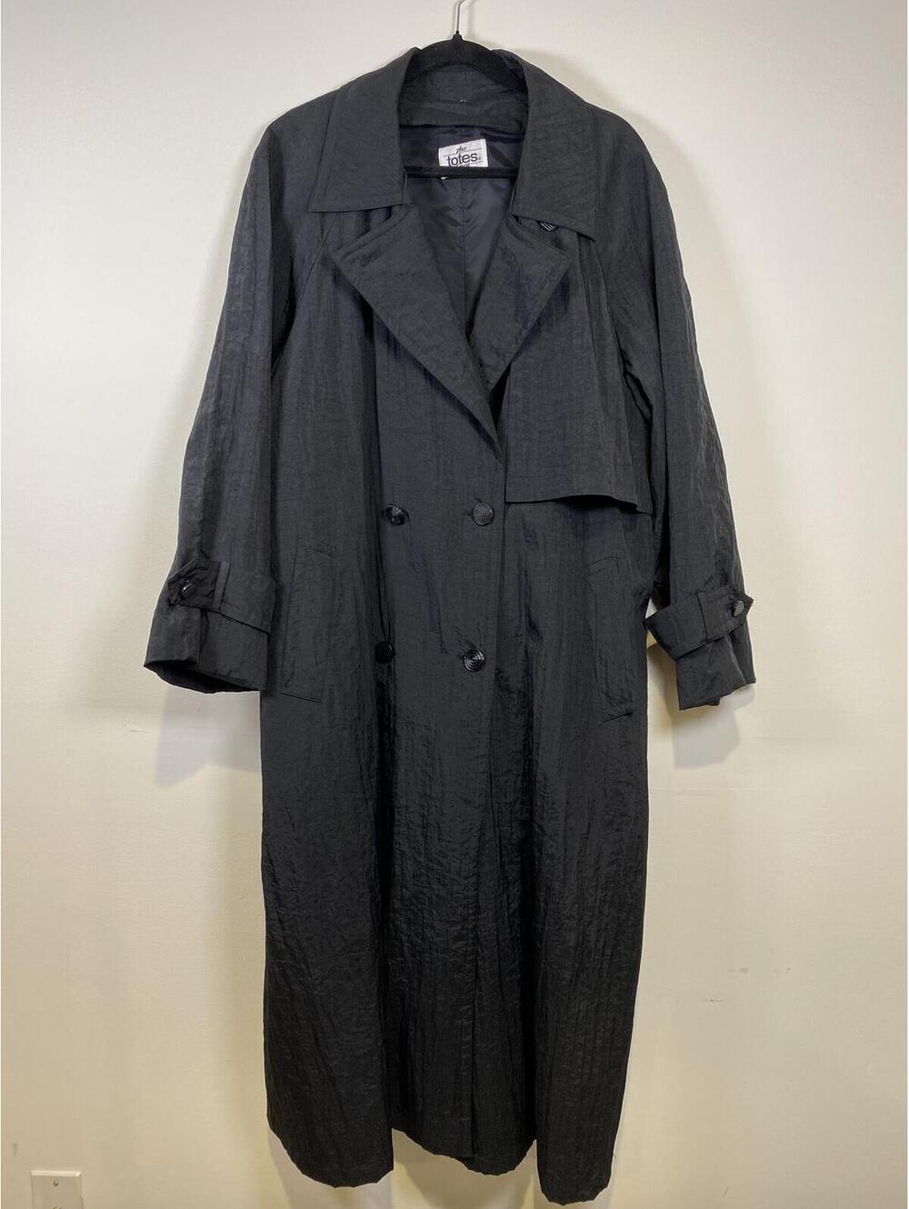 Vintage Totes Black Oversized Trench Coat | Fits XXL | Minimalist